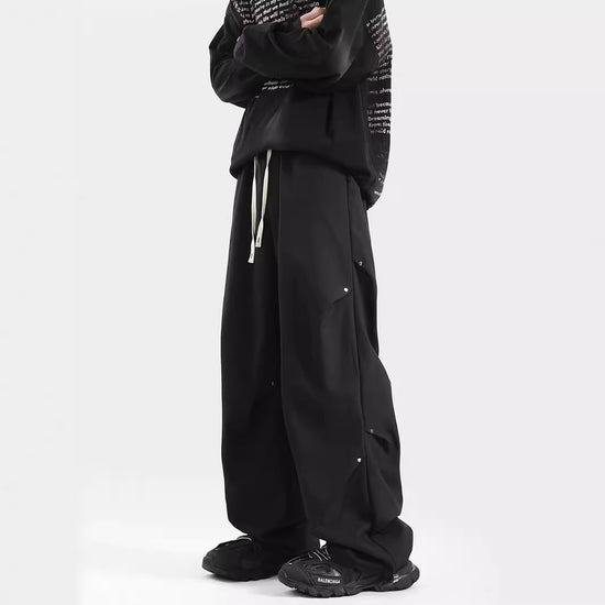 American Rivet Tactical Pants Loose Design Straight Cargo Pants